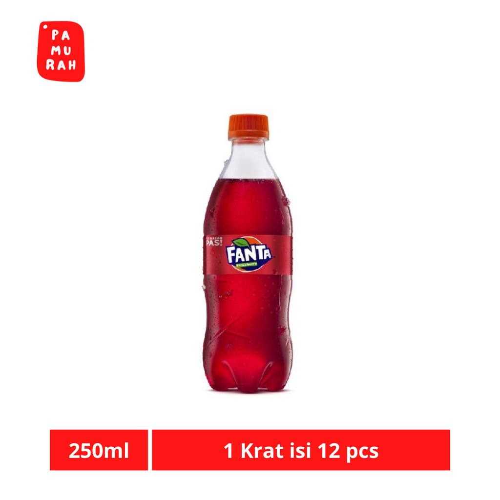 

Fanta Strawberry - Minuman Soda Rasa Stroberi - Botol 250ml - 12 Pcs