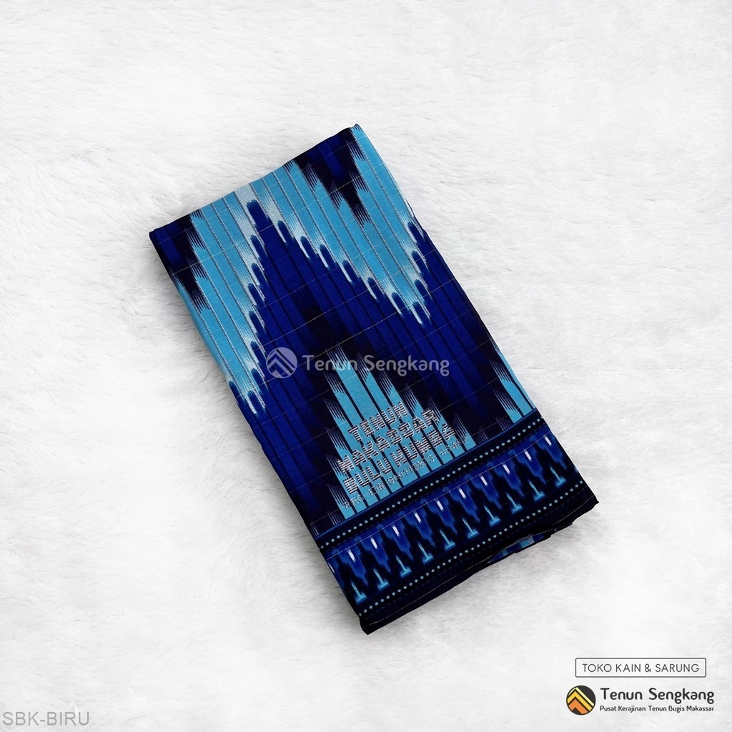 Sarung Makassar Bulukumba Halus Biru - Tenun Sengkang SBK-BIRU (Harga Per Pcs)