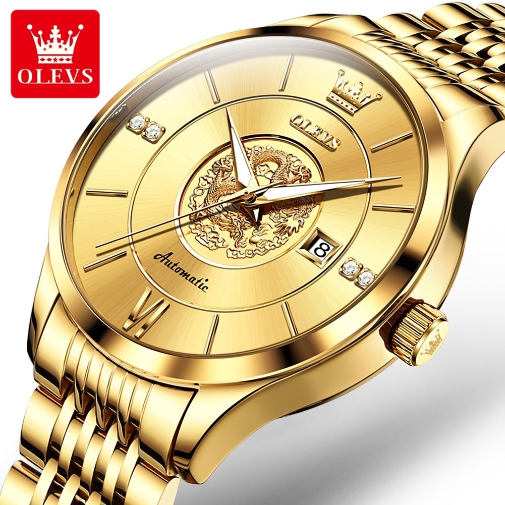 OLEVS 6693 luxury Stainless Steel Band Mechanical Watches Luminous Benyar Automatic Watches Men