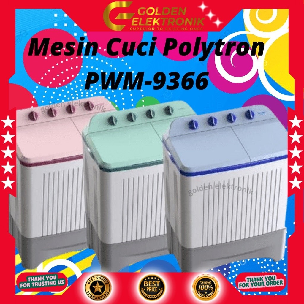 MESIN CUCI POLYTRON PWM-9366 PWM9366 PWM 9366 2 TABUNG 9KG