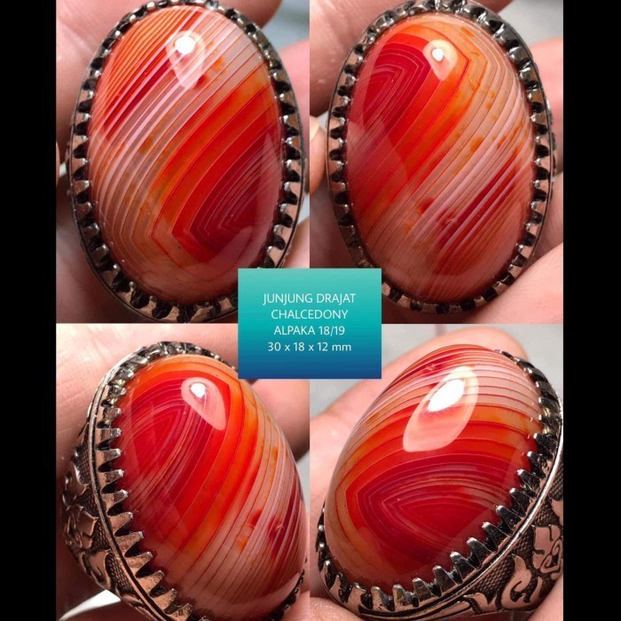 Cincin Batu Akik Natural Gambar Yaman Chalsedony Motif Unik Antik 5