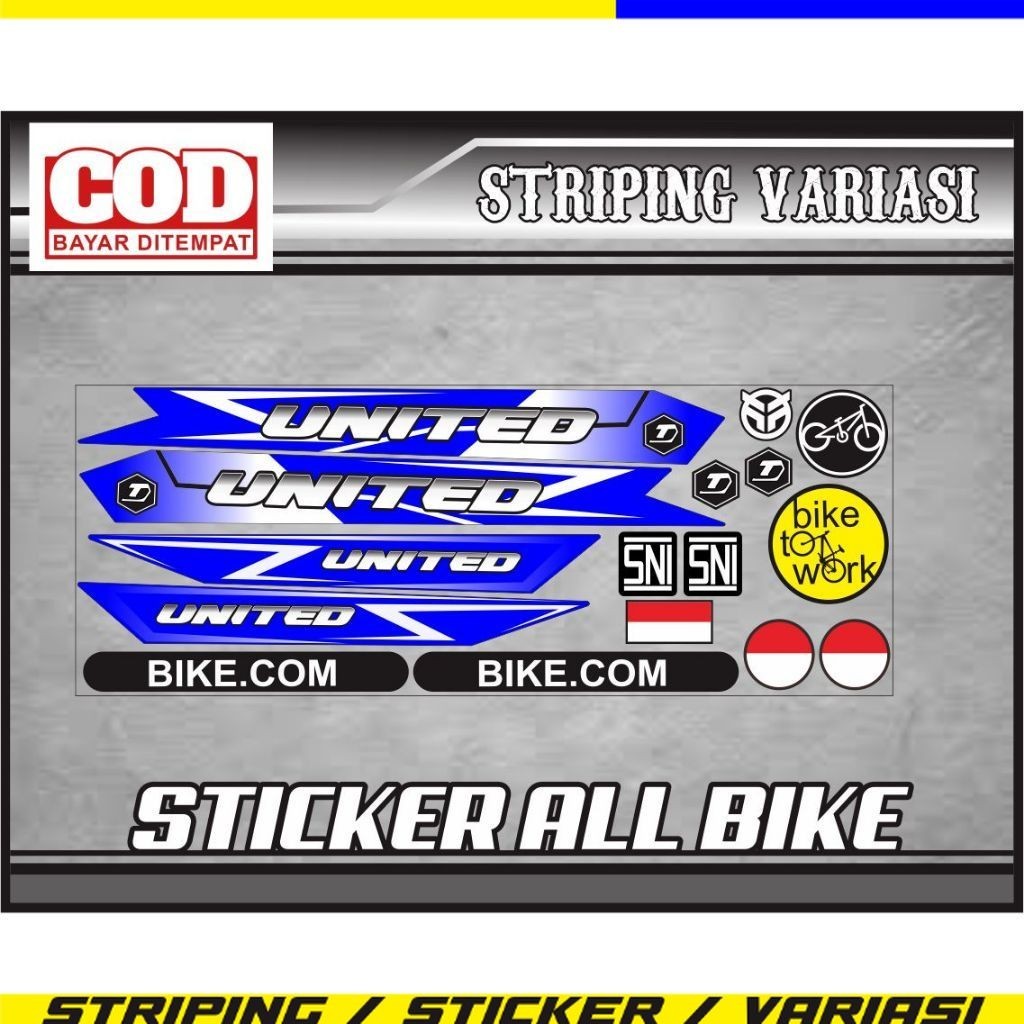 COD / stiker all sepeda/ stiker bmx /striping lis motif united / striping united stiker sepeda varia