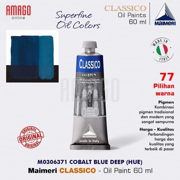 

Cat Minyak Lukis MAIMERI Classico - Oil Paint - Cobalt Blue Deep - 60ml - M0306371