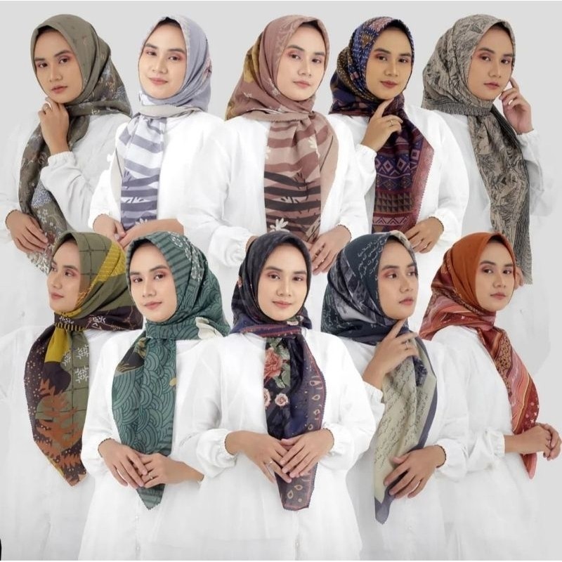 Hijab segi empat voal motif / jilbab voal motif kerudung segi empat premium Merah putih kemerdekaan 