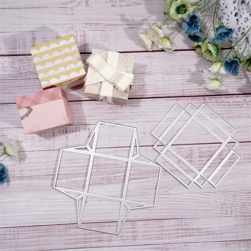 

3D Lidded Square Gift Box Metal Cutting Dies Die-cuts Set Scrapbooking DIY Home Decoration Paper Handicraft Gift