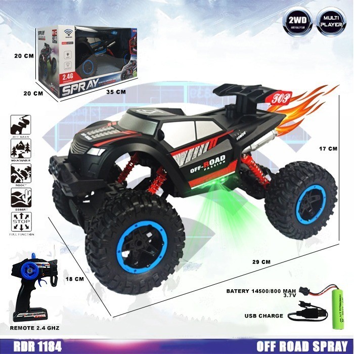 RDR1184 Merah RC Rock Crawler Offroad Tahan Air Mainan Remote Control