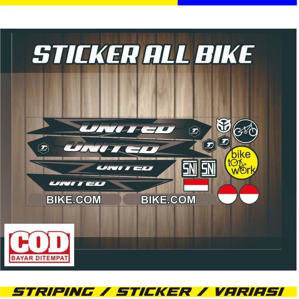 stiker terlaris / stiker all sepeda/ stiker bmx /striping lis motif united / striping united stiker 