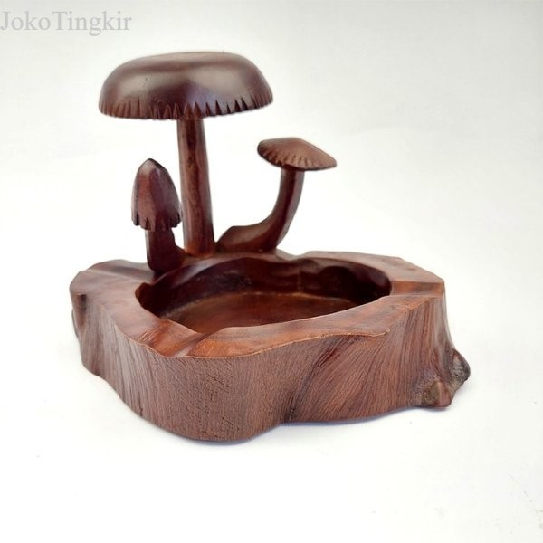 

Asbak Motif Ukir Jamur Kerajinan Kayu Jati Antik Klasik murah