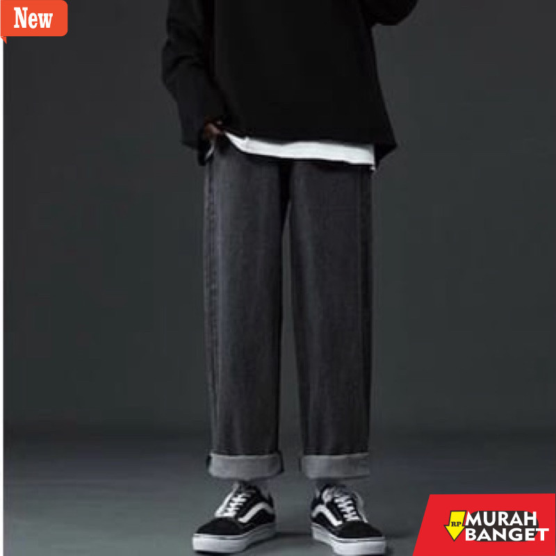 Celana denim pria- Kulot jeans pria panjang reguler Kulot gombrang cowok keren korean style kulot je