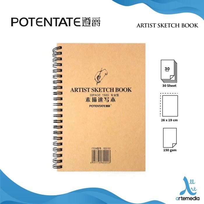 

POTENTATE Artist Sketch Book 30 Sheets 260x190mm 150gsm Spiral