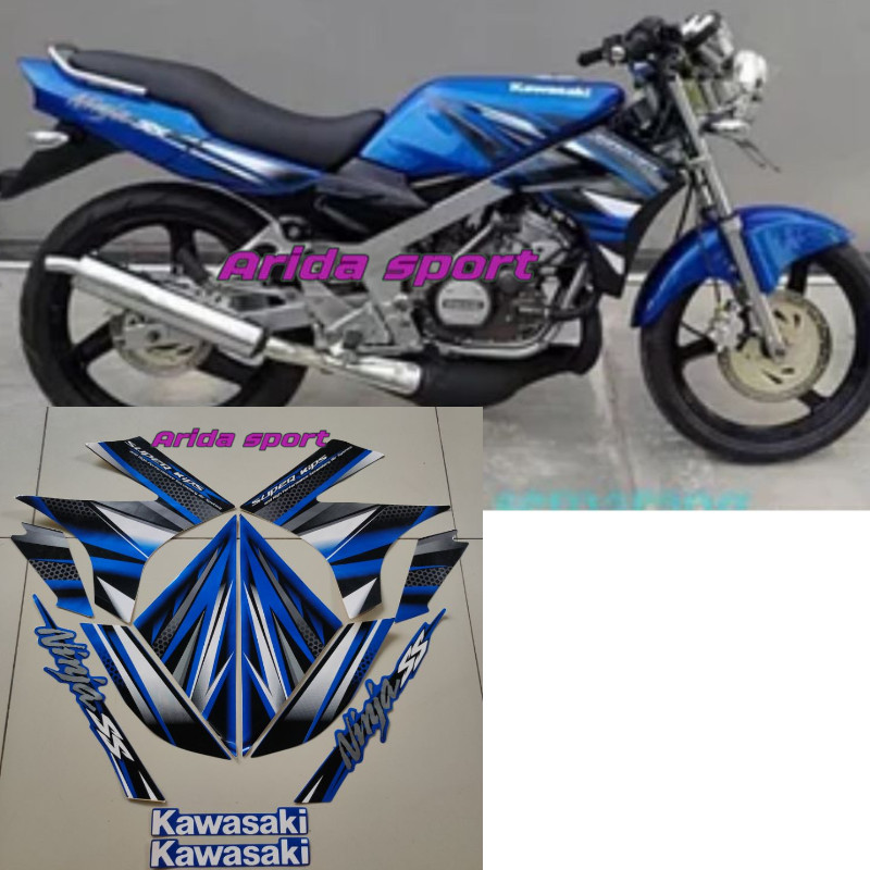 Striping stiker motor kawasaki ninja ss 2013 biru lis les ninja motor standar motif original