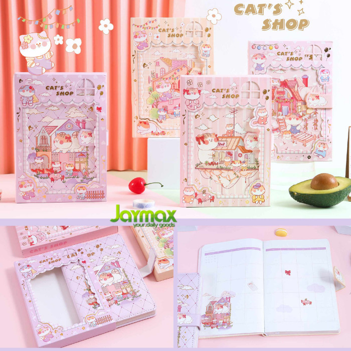 

THOS Magnetic Notebook Cat's Shop / Diary Jurnal agenda Buku tulis - D