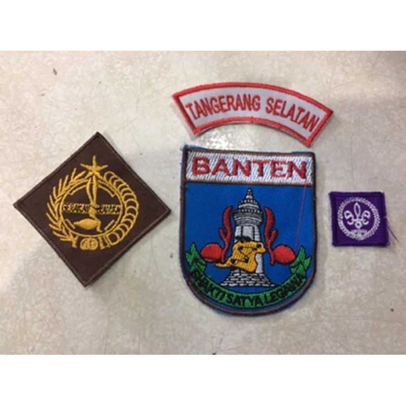 Bordir logo atribut pramuka BANTEN 1 set, TANGSEL, PANDEGLANG, KAB. TANGERANG, KOTA CILEGON, KOTA TA