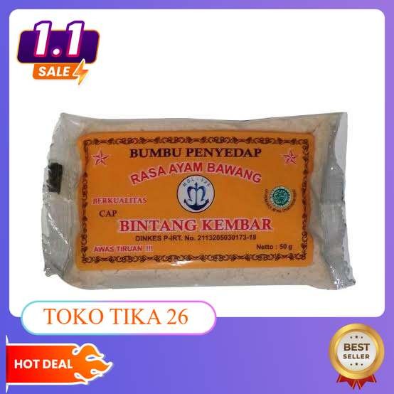 

BUMBU TABUR BINTANG KEMBAR 50 GRAM RASA AYAM BAWANG tanpa pengawet tidak rempah & bumbu Bubuk Penyedap Instan Garam Msg Bahan Spices