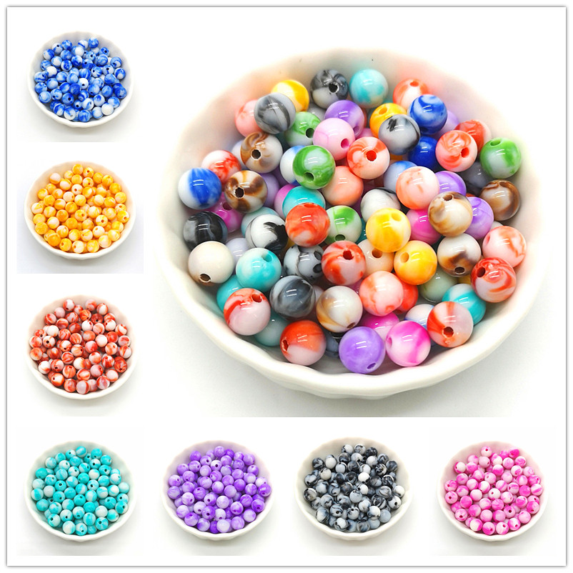 

50pcs 8mm Round Shape Beads Jewelry Making Acrylic Multicolor Loose Bead DIY Accessory #A16-26