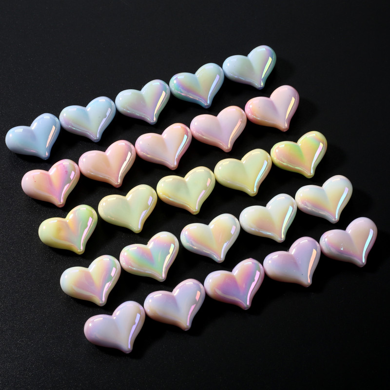 

10Pcs 17x23mm AB Colorful Heart Acrylic Beads Loose Spacer Beads For Sweet Jewelry Making DIY Handmade Bracelet Necklace