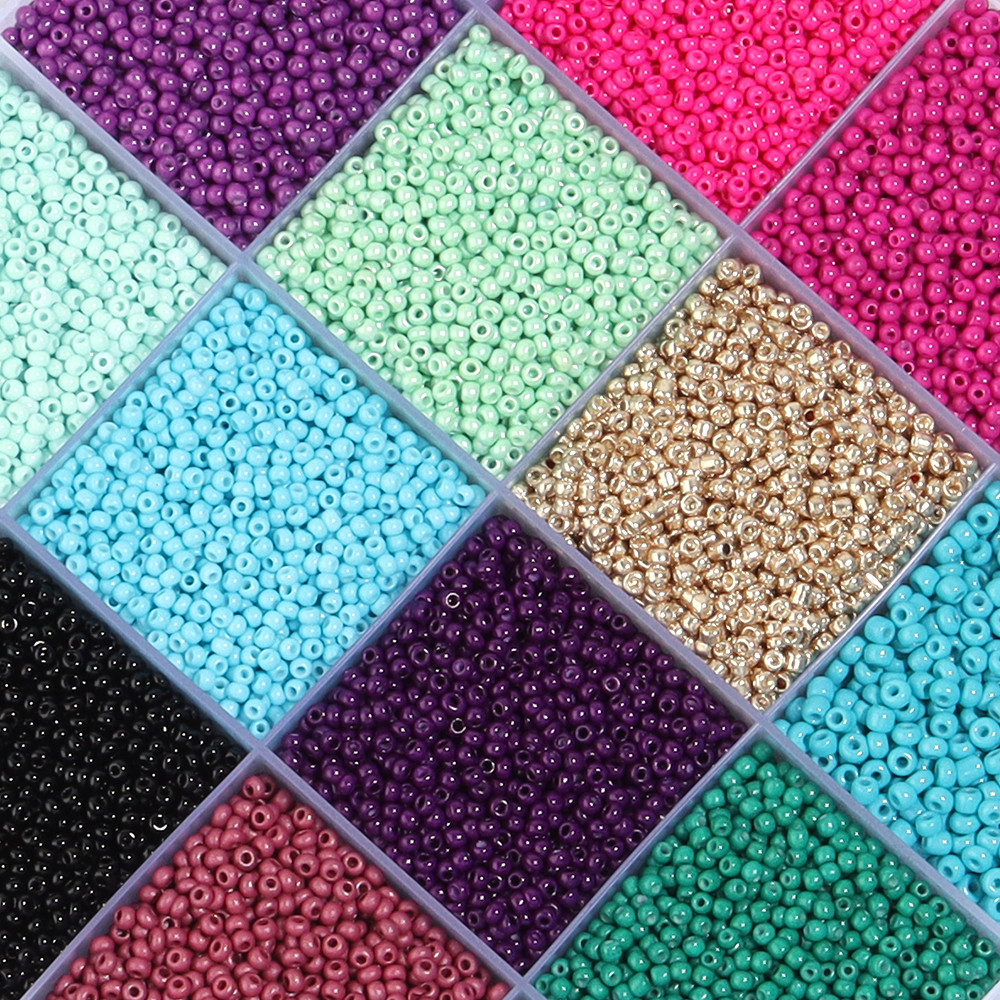 

2mm Solid Color Glass Rice Beads Round Loose Spacer Glass Beads for DIY Jewelry Making Bracelet Necklace Accessories