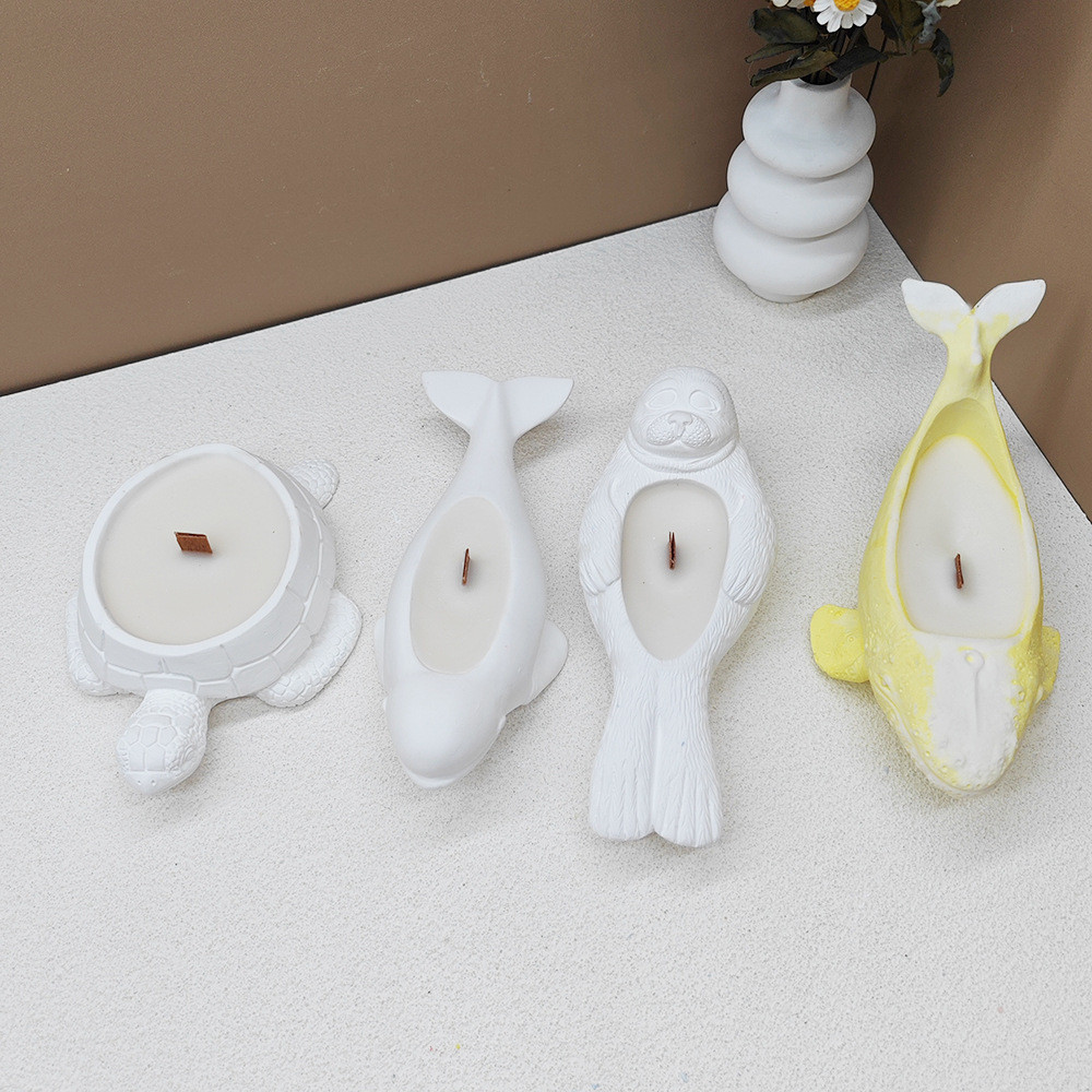 

Scented Candle Burner Plaster Vessel Mold Succulents Cement Whale Pots Creative Novelty Silicone Molds for DIY Marine Creatures