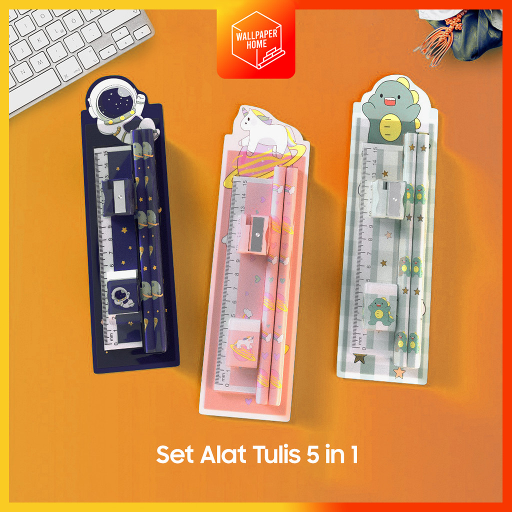 

5in1 Pensil Set Alat Tulis Anak Lucu Dan Penghapus Untuk Tempat Pensil Buku Tulis Sekolah