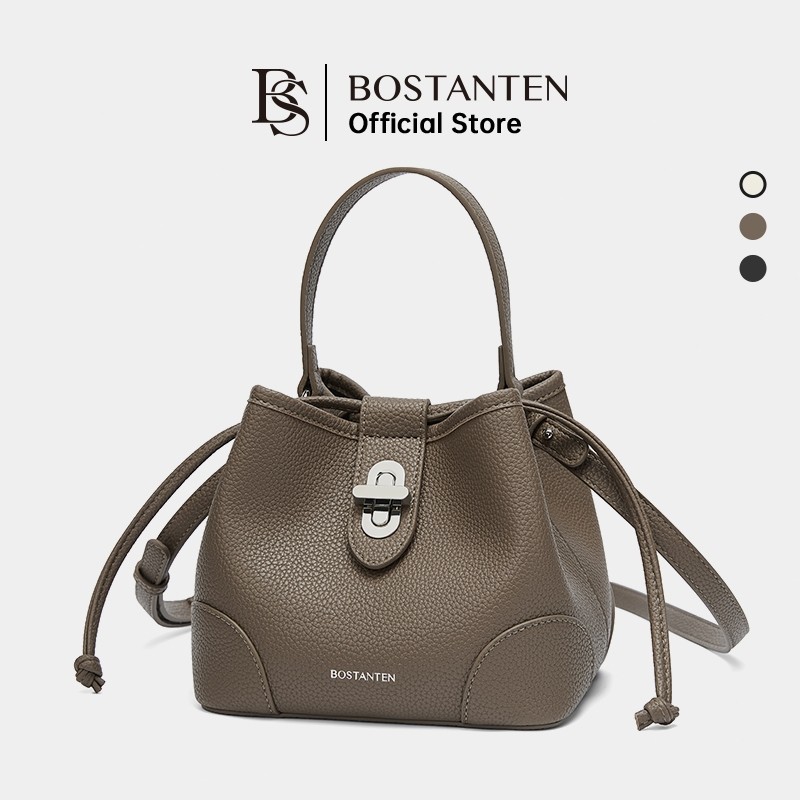 BOSTANTEN Tas Bucket Top Hanlde Slempang serut tweed Korea Style Wanit [ERBEGE]
