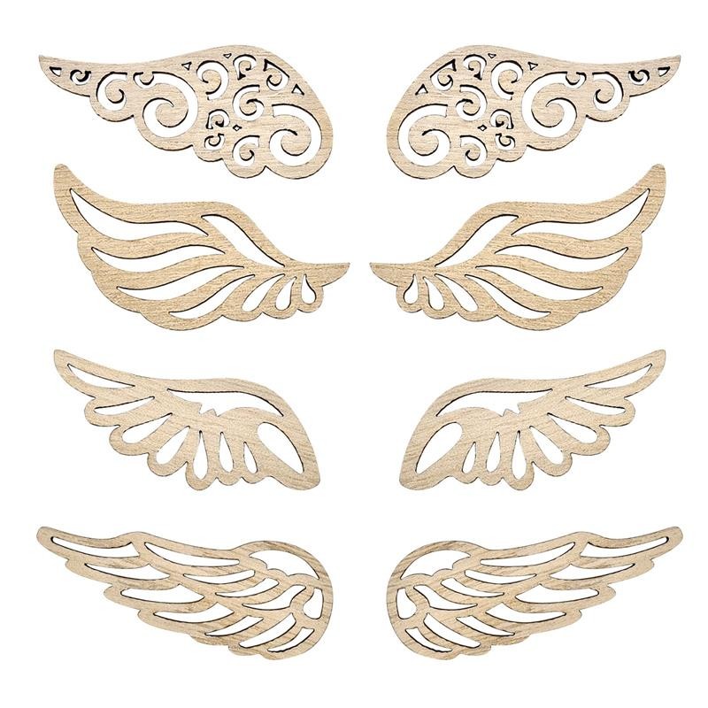 

10Pcs/Bag 4 Styles DIY Angel Wings Wooden Chips Decorative Embellishments Crafts Scrapbook Hand-Made Graffiti Button Accessories