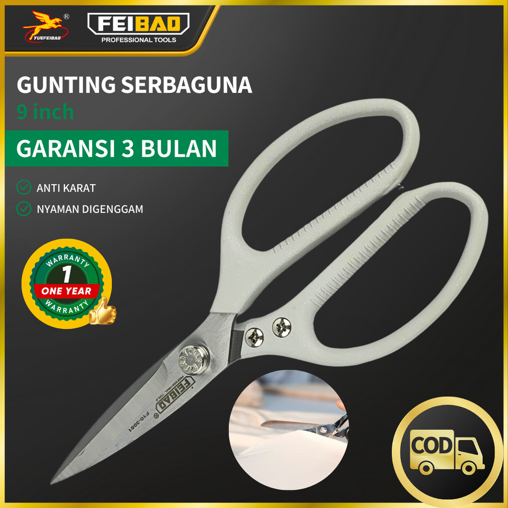 

Feibao Gunting Serbaguna 9 Inch / Multifunction Scissors 225mm / Stainless Steel / F10-3051