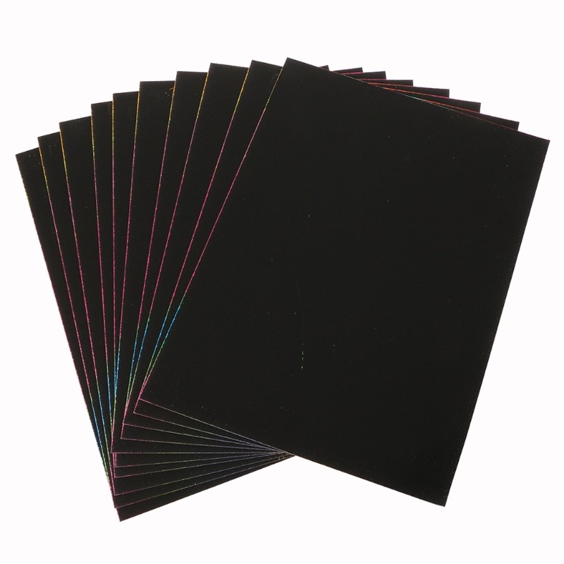 

10 Sheets A4 Magic Scratch Art Painting Paper With Drawing Stick Kids Toy Gift