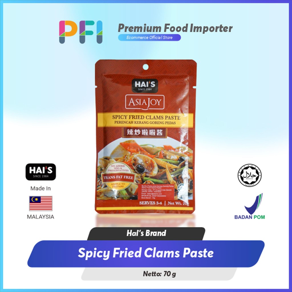 

Hais Asia Joy Spicy Fried Clams Paste 70g - Bumbu Kerang XO Pipis
