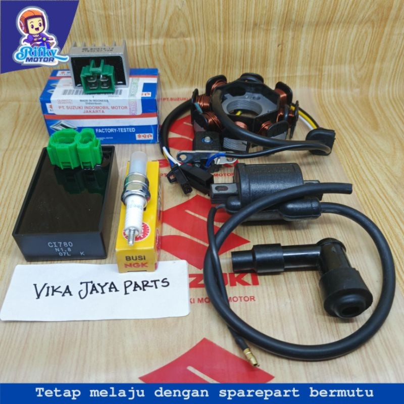 PAKET PENGAPIAN 6ITEM LENGKAP SPUL CDI KOIL KIPROK SUZUKI SHOGUN SP 125 SHOGUN 125 ORI