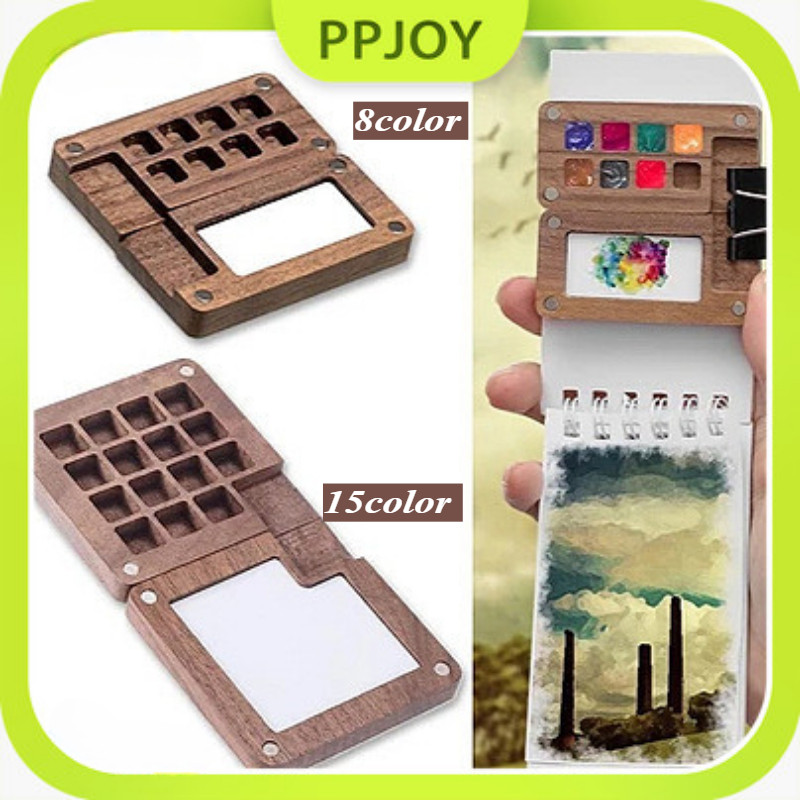 

【Ready】Mini Palette Wooden Magnetic / Color Palette Disk Magnetic Wooden / Magnetic Wooden Palette For Watercolor / Palette Palete Kayu Mini