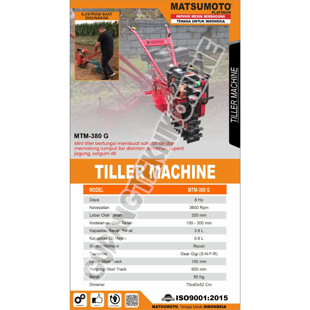 Mesin Traktor Mini Cultivator MTM-380G MATSUMOTO / Mesin Bajak Sawah Basah Kering - Tiller Cultivato