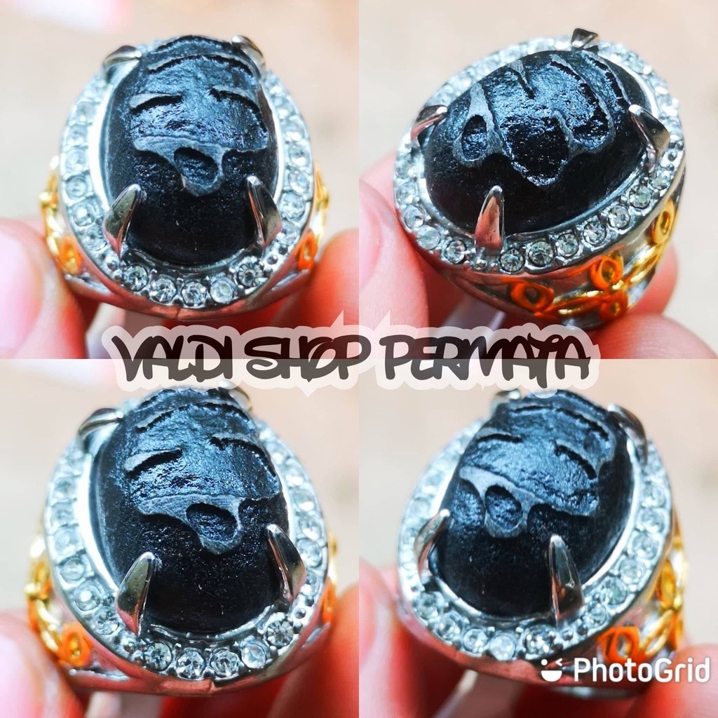 Cincin Pria Natural Batu Meteorite Motif Lafadz Allah Ukir