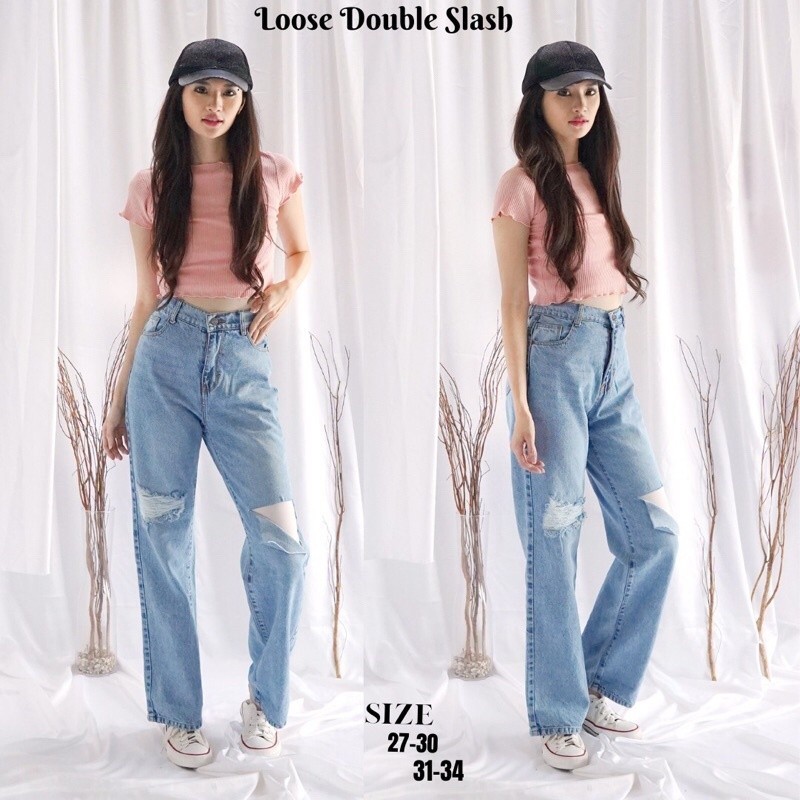 HIGHWAIST KULOT LOOSE JEANS SOBEK BEST SELLER /KULOT JEANS/ KULOT HIGHWAIST/ KULOT WANITA HIGHWAIST 