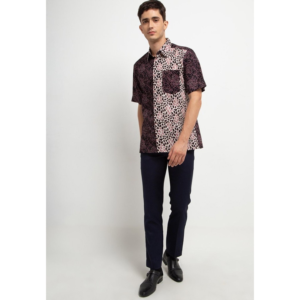 Adikusuma By Arjuna Weda Hem Batik Alur Mega Mendung - Ungu - Ungu, S