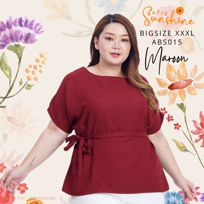 Blouse Simple Wanita Jumbo Moscrape Impor /Atasan Big Size XXXL ABS015 - MAROON