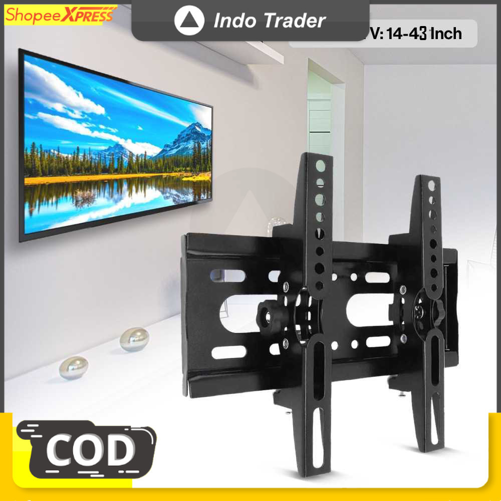 Bracket TV Dinding bisa Geser Atas Bawah 200 x 200 untuk Layar 14-43 Inch