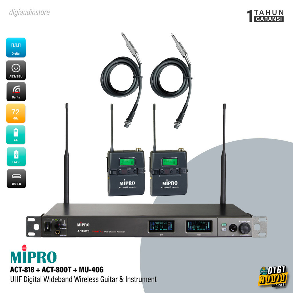 Wireless Guitar Instrument Digital MIPRO ACT-828 ACT-800T MU-40G Gitar Bass