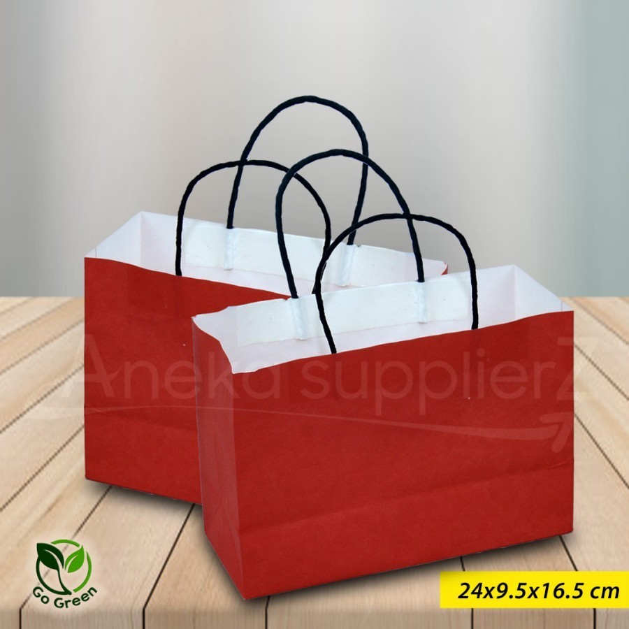 

Paper Bag - Paperbag Polos - MERAH - 24x10x16.5 cm (20 pcs)