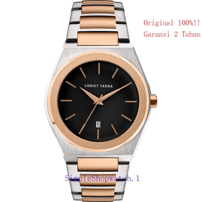 Original 100% Jam Tangan  Pria Christ Verra CV 10985G-14 BLK Garansi Resmi 2 Tahun