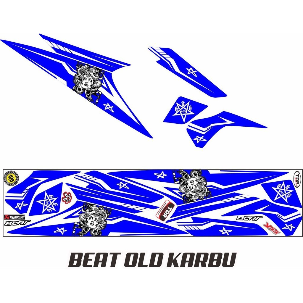 VARIASI STRIPING VARIASI BEAT OLD BIRU  / MOTOR BEAT KARBU / BEAT LAMA MOTIF MEDUSA BIRU STRIPING ST