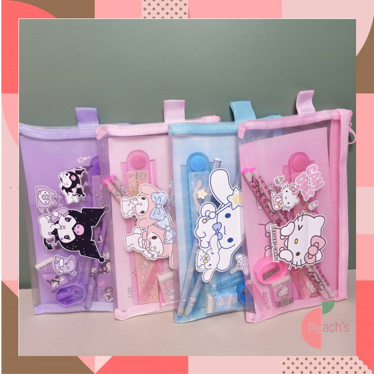 

PEACHs - S6150 Cute Character Pencil Set / Set Alat Tulis 7 in 1 / Tempat Pensil Karakter Lucu / Pouch Set Alat Tulis Ziplock