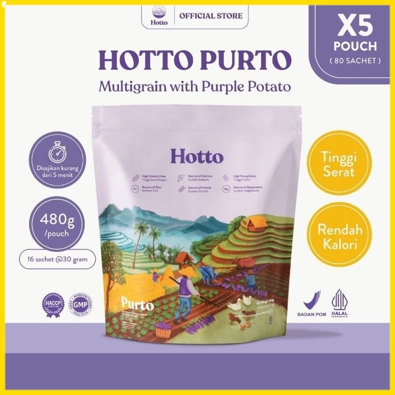 

5 POUCH Hotto Purto Multigrain with Purple Potato (80 Sachet) FLIMTY STORE ORI