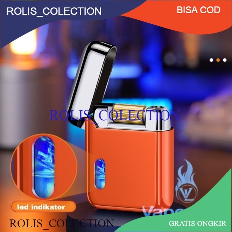 KEREN... korek api bara gas torch metal led electric ignite lighter gift box
