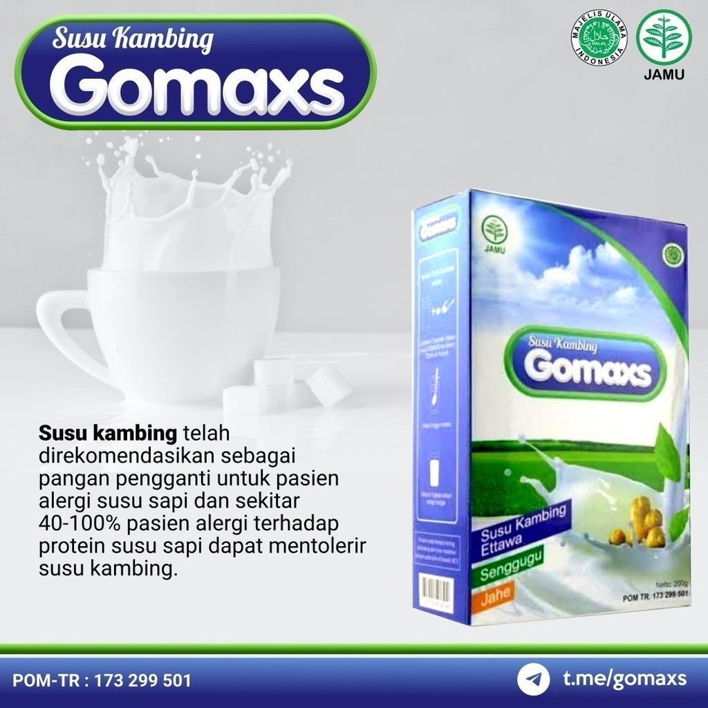 

Susu Kambing Gomaxs 200gr Susu kambing plus jahe dan senggugu
