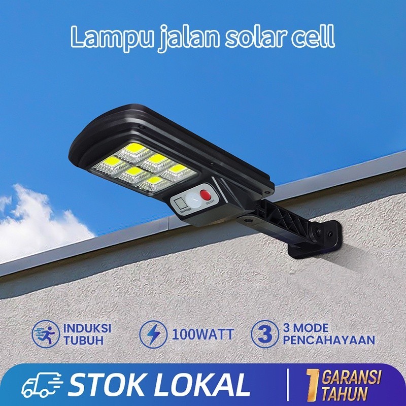 Lampu Jalan Tenaga Surya 100W Lampu Sensor Gerak IP65 Anti Air Lampu Tenaga Surya Outdoor Lampu Tama