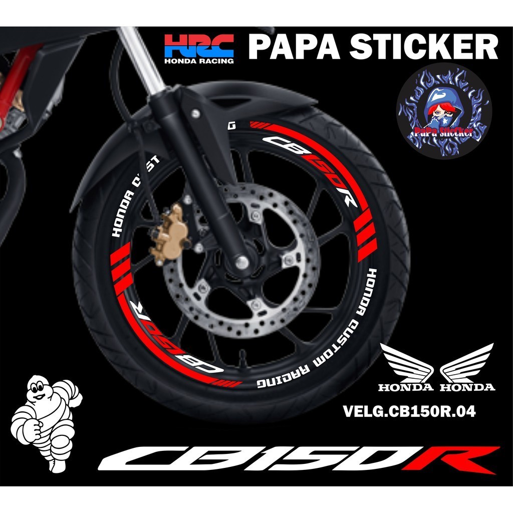 STIKER VELG CB150R CUTTING STICKER VELG CB 150 R CUTTING VARIASI HONDA CB150R LIS BAN/VELG 04