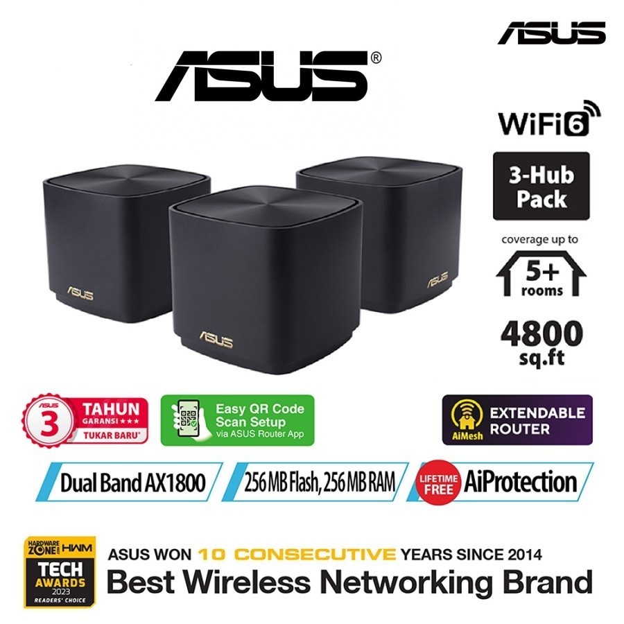 ASUS XD4 3 Pack ZenWiFi AX Mini  AX1800 Whole Home Mesh WiFi 6 System V