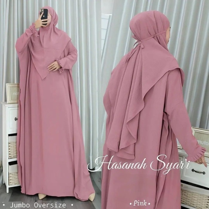 Baju Gamis  Syari Hasanah Kaptan Syari'i Free Khimar LMF 2023 - Army