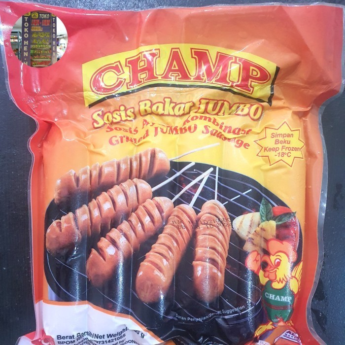 

Sosis Bakar Jumbo Champ Lezat Dan Halal 500gr