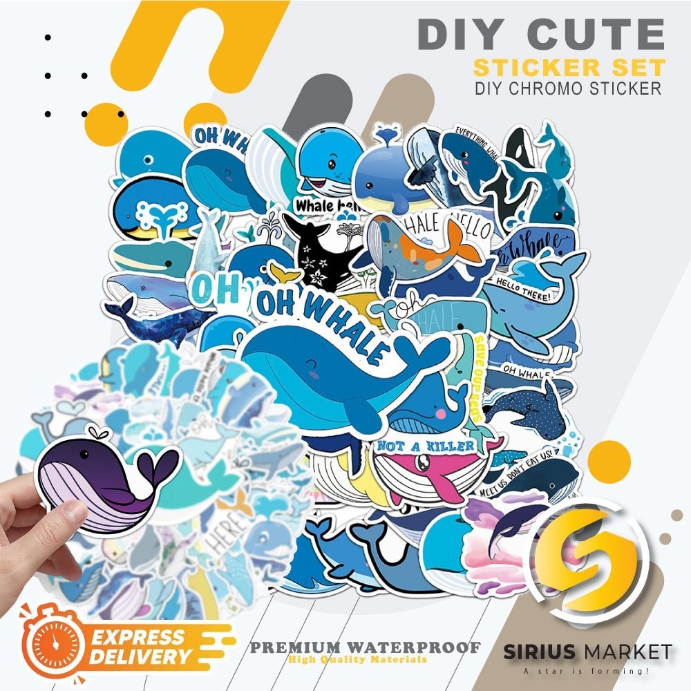 

45 PCS Sticker Glass Series Animal Sea Whale Graffiti Waterproof